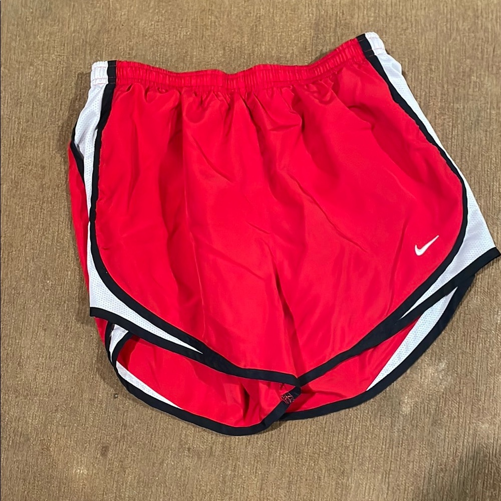 Nike Red and White Athletic Shorts Dri-FIT Style
